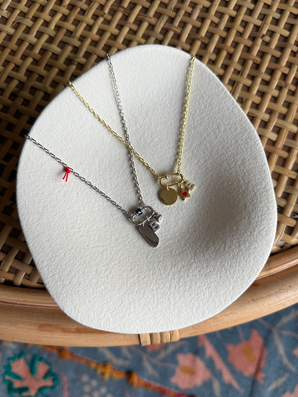 Thumbnail: Taşlı/Renkli Kilitli Charm Kolye | 925 Ayar Gümüş