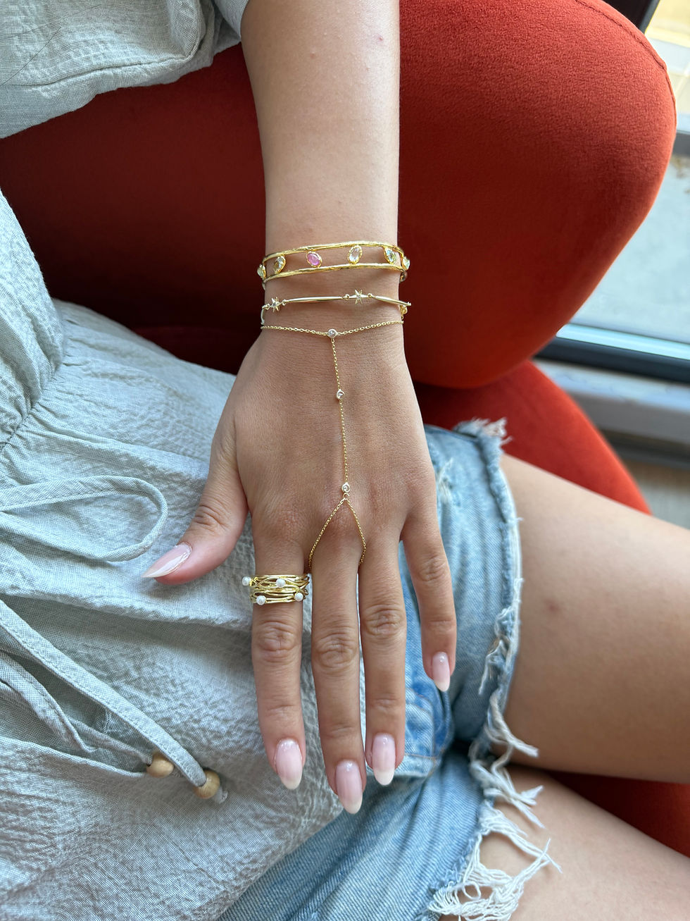 Thumbnail: Doğal Turmalin Taşlı Kelepçe Bileklik | 925 Ayar Gümüş