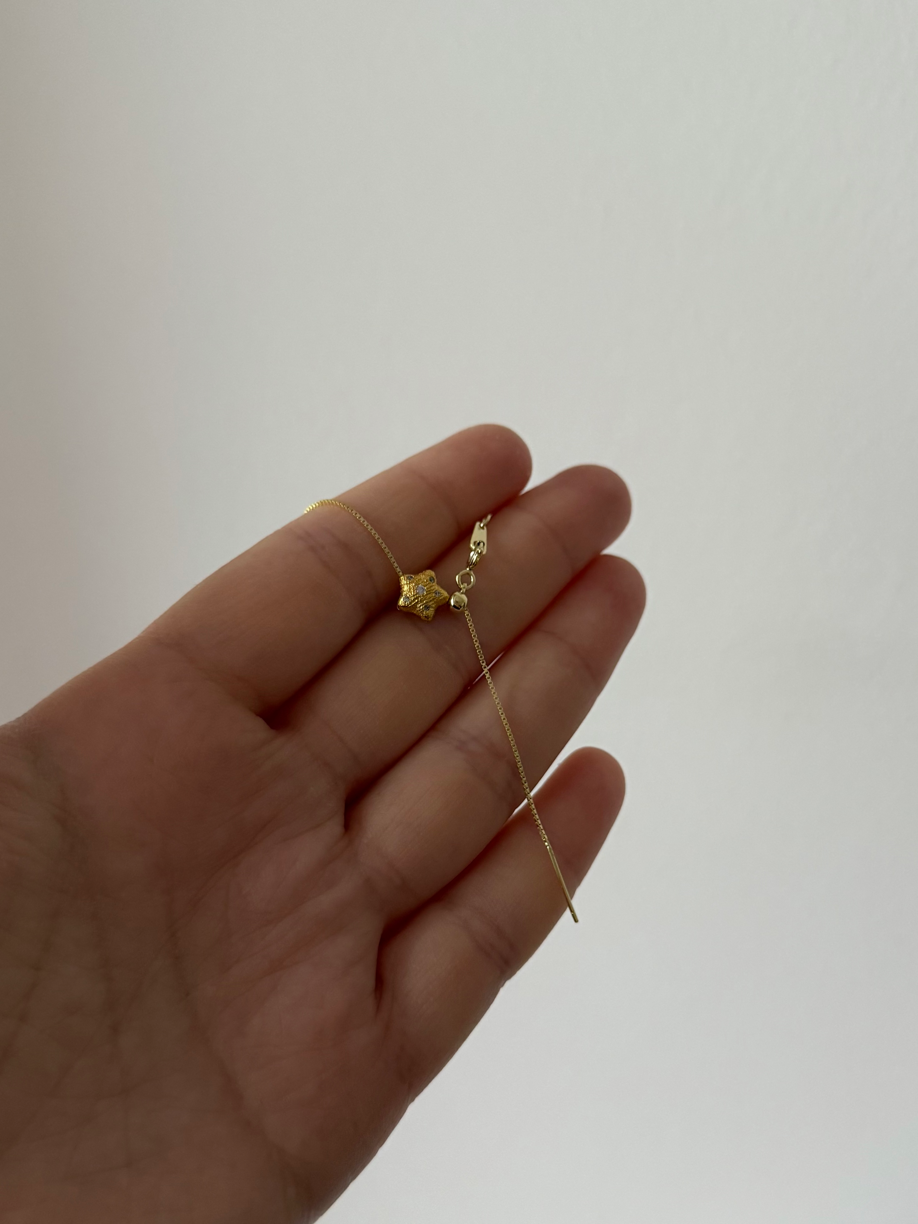 Boyu Ayarlanabilir Zincirli Taş Detaylı Yıldız Kolye | 925 Ayar Gümüş