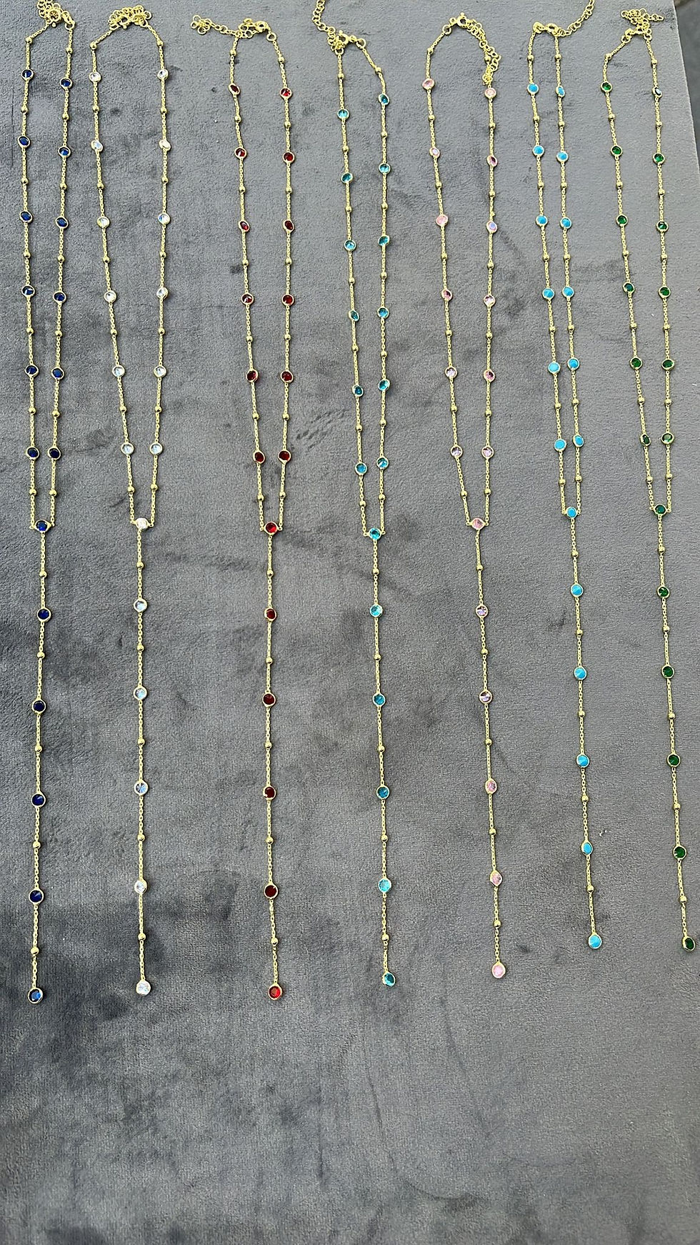 Y Model Colorful Zircon Stone Necklace | 925 Silver Jewelry