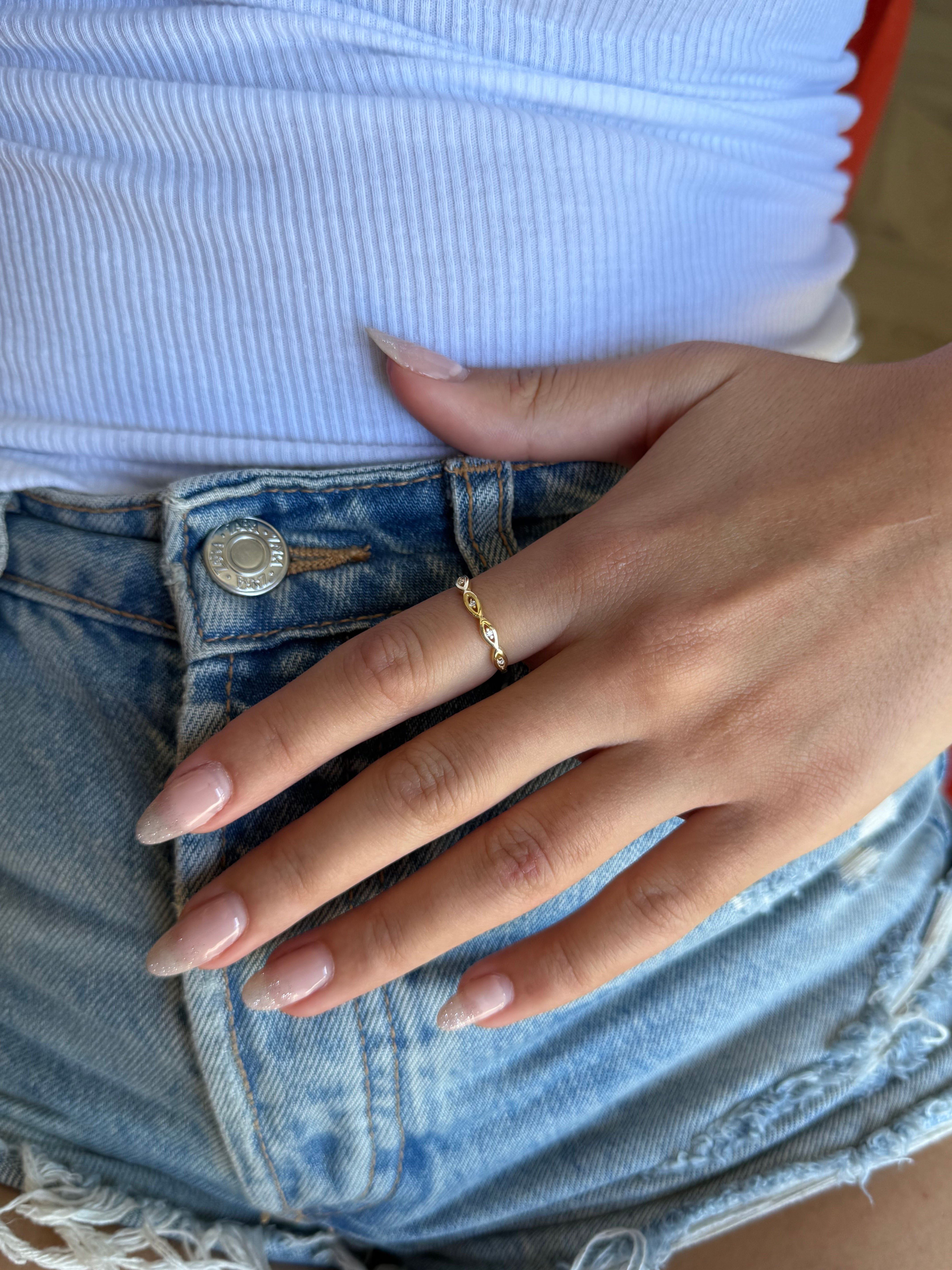 Taş Detaylı Göz Sembol Yüzük | 925 Ayar Gümüş