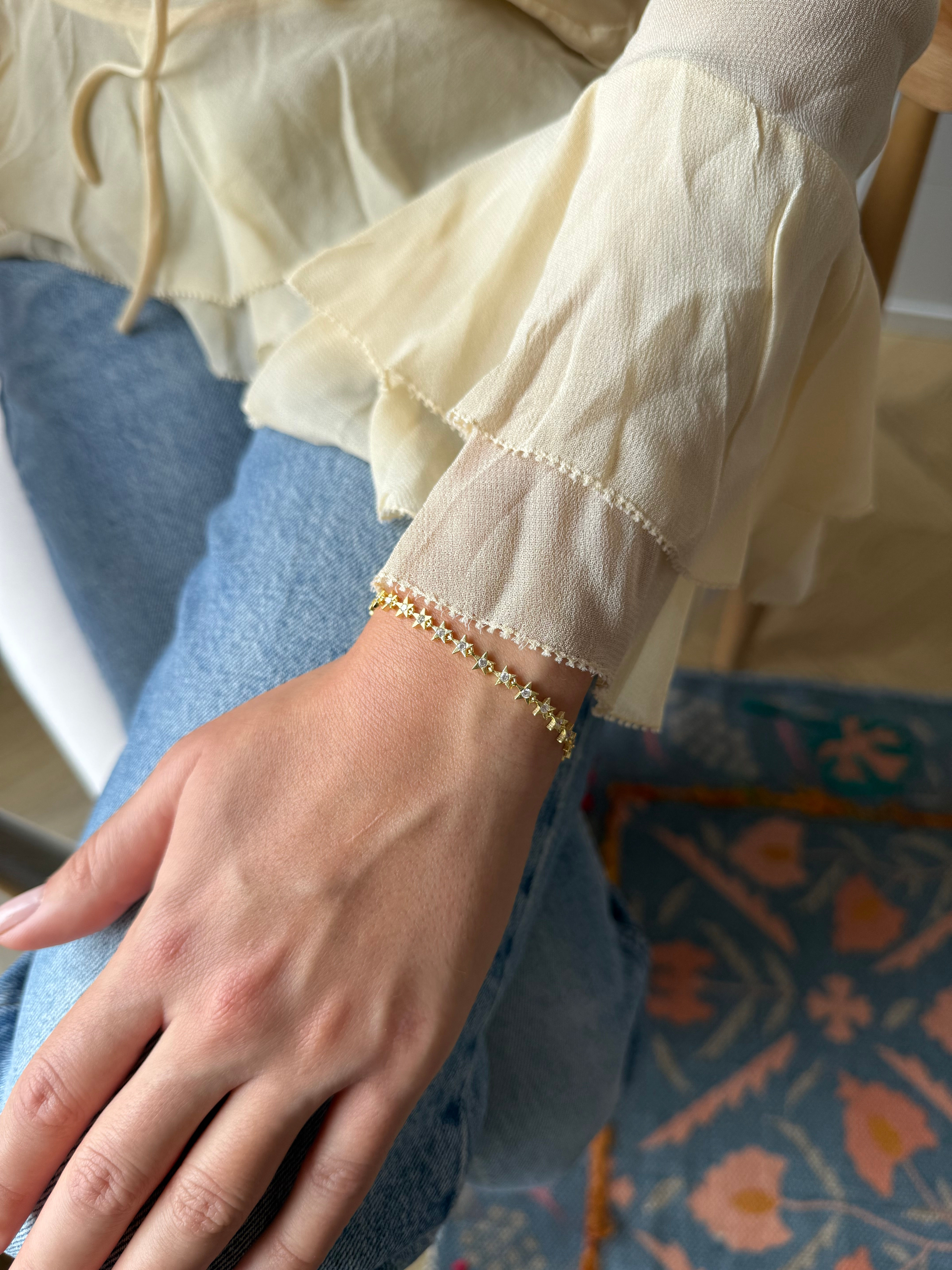 Star Bracelet with Stone in the Middle | 925 Sterling Silver