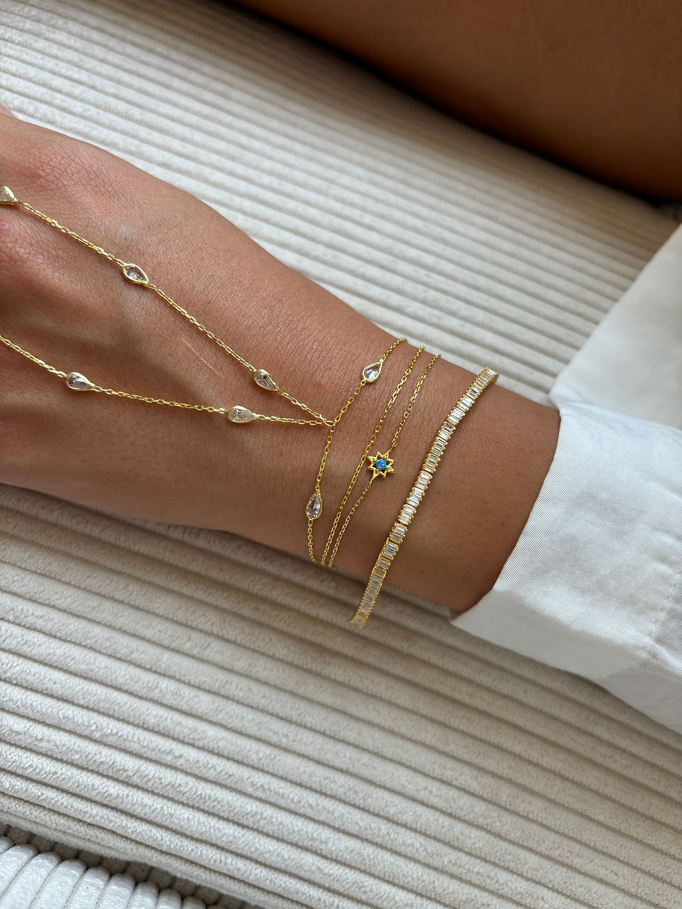 Thumbnail: Baguette Stone Waterway Bracelet | 925 Sterling Silver