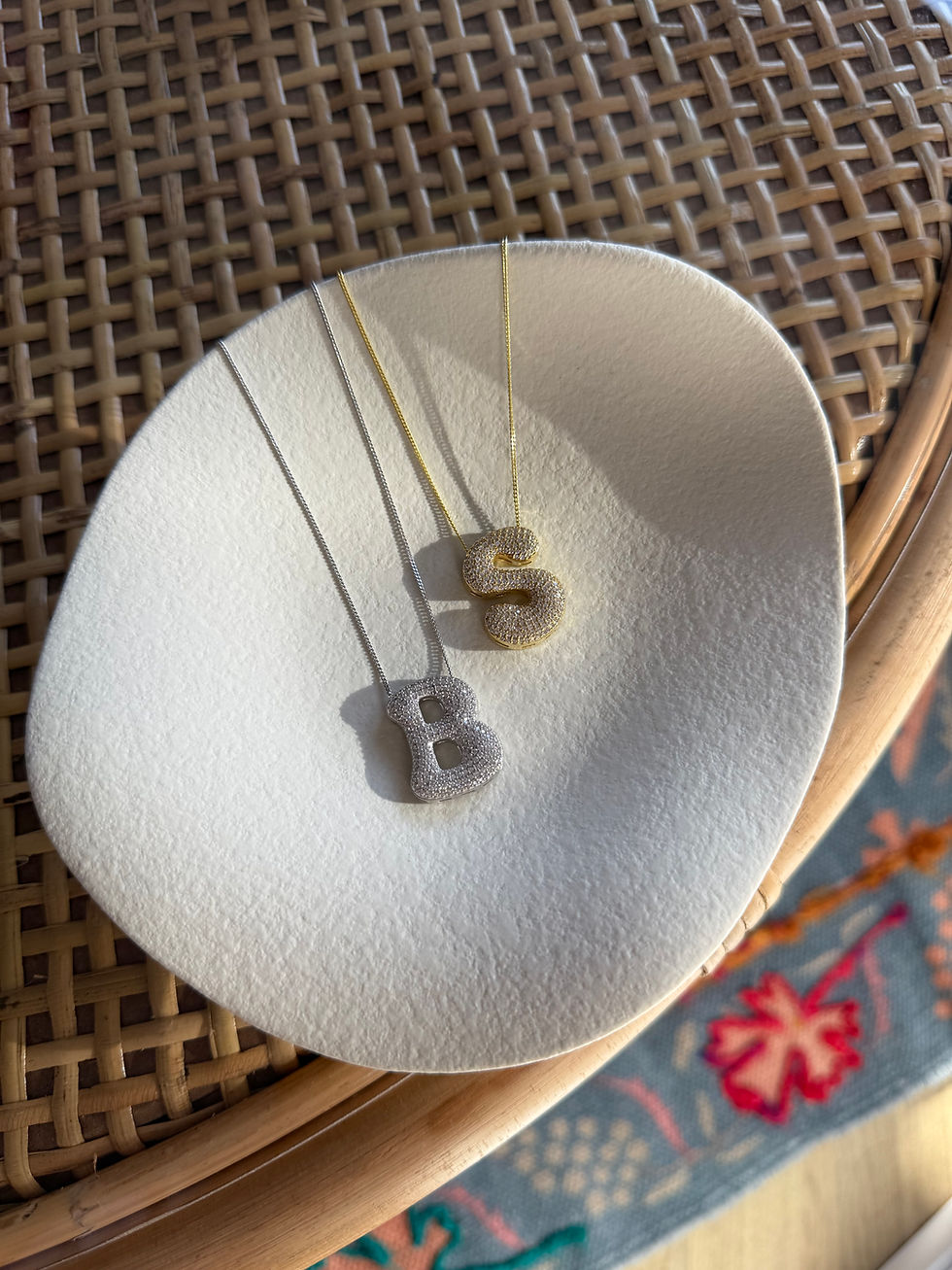 Küçük resim: Taşlı Balon Harf Kolye | 925 Ayar Gümüş