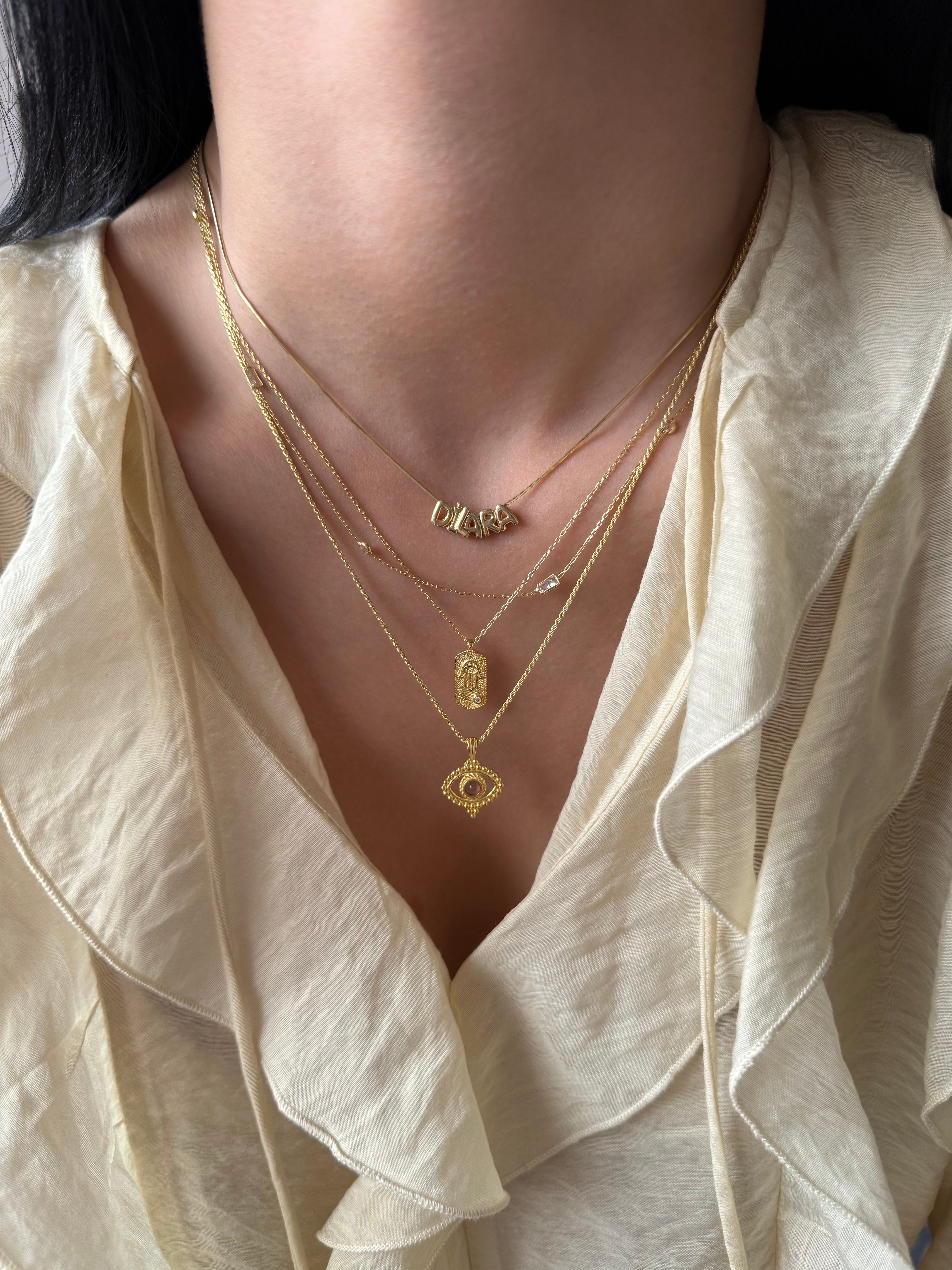 Turmalin Taşlı Burgu Zincirli Sembol Kolye | 925 Ayar Gümüş