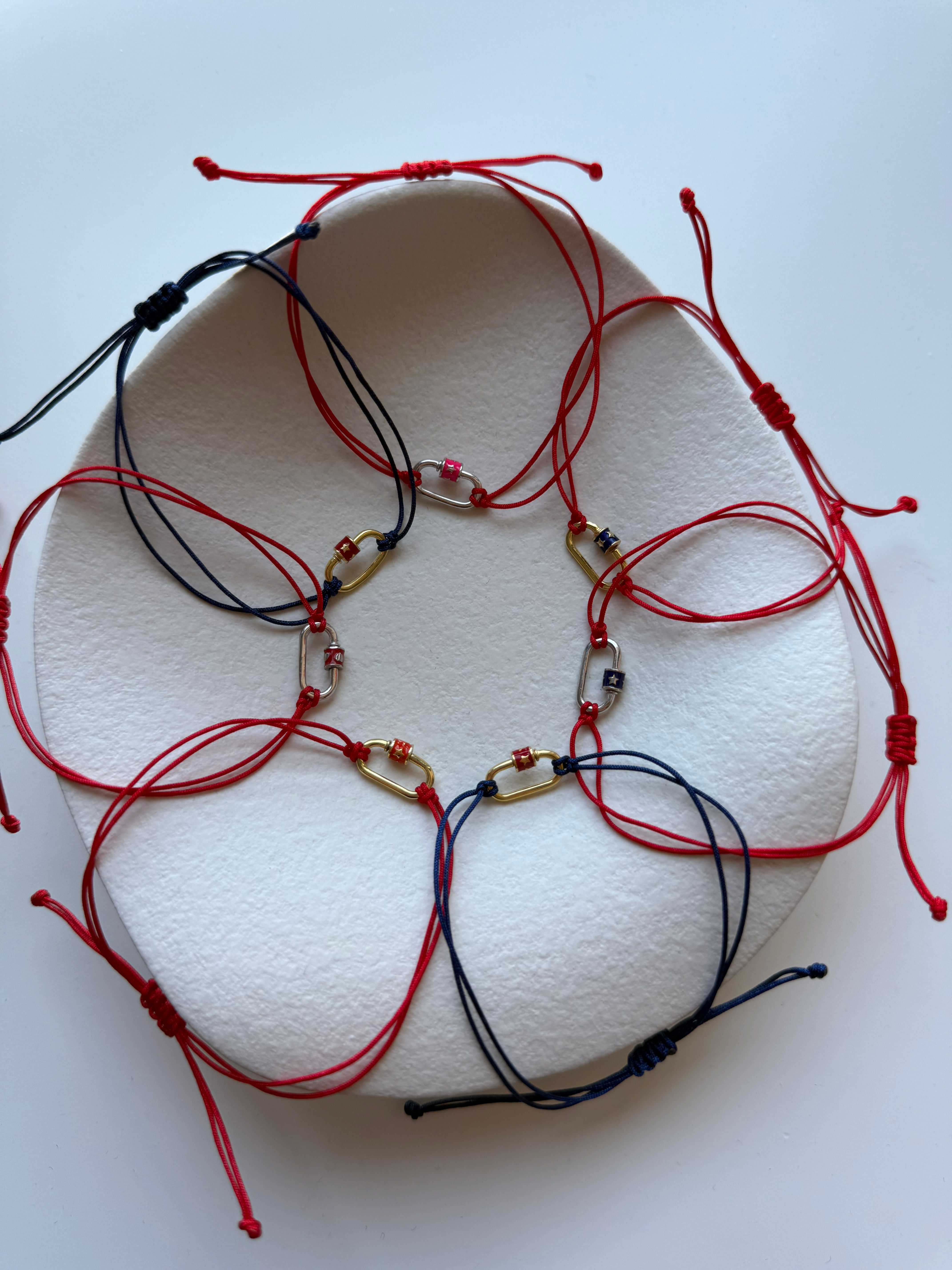 Renkli Mineli Yıldız/Kalp Kilit İp Bileklik | 925 Ayar Gümüş