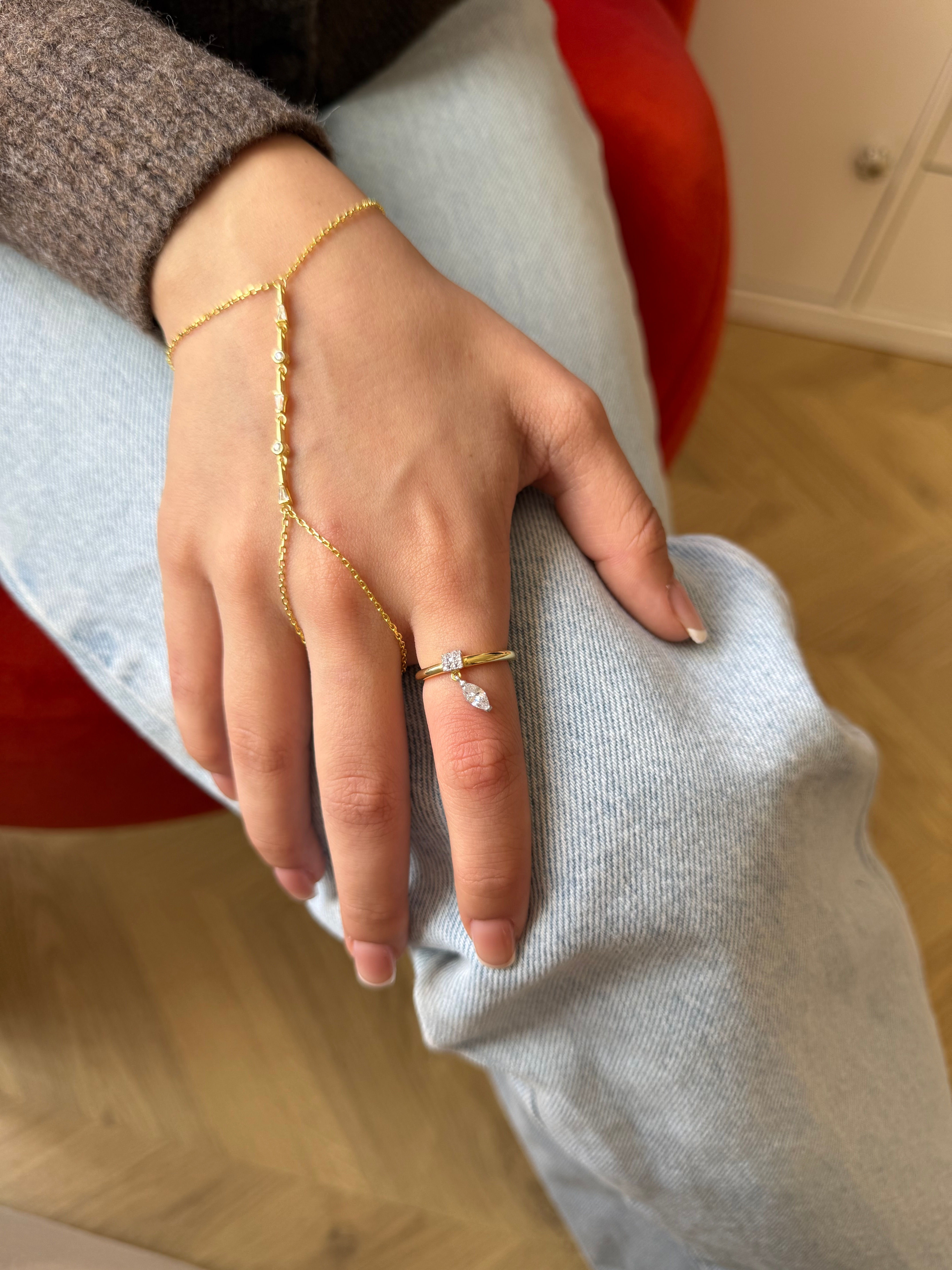 Stone Dangle Ring | 925 Silver Jewelry