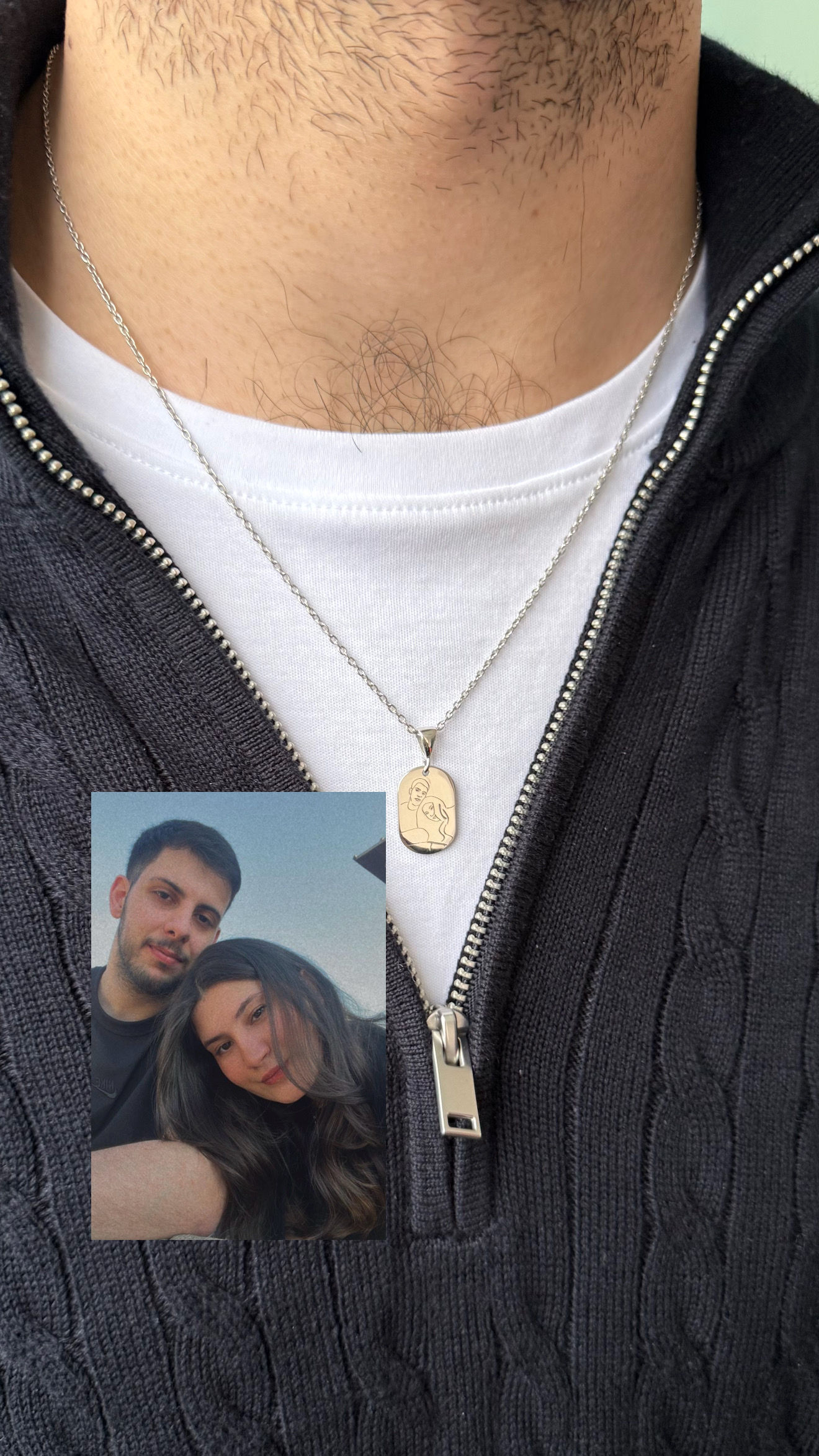 Unisex Orta Boy Plakalı Kişiselleştirilebilir Kolye | 925 Ayar Gümüş