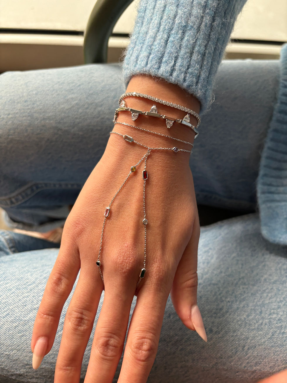 Thumbnail: Multi-shaped colorful zircon stone Shahmaran | 925 Sterling Silver