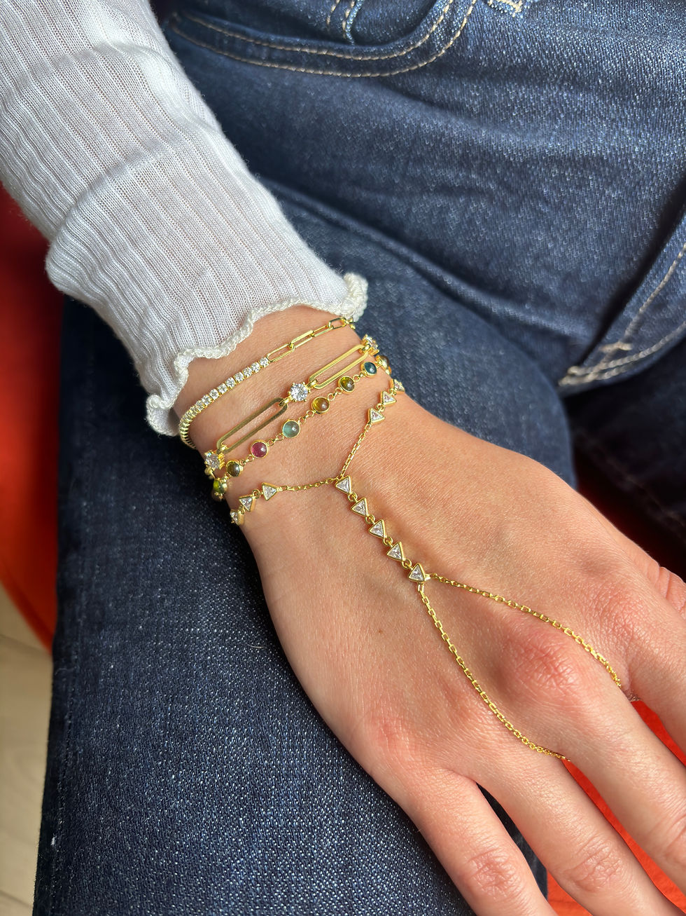 Thumbnail: Mini Round Tourmaline Stone Bracelet | 925 Sterling Silver