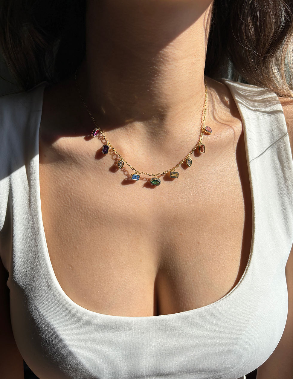 Thumbnail: Colorful Mix Stone Necklace | 925 Sterling Silver