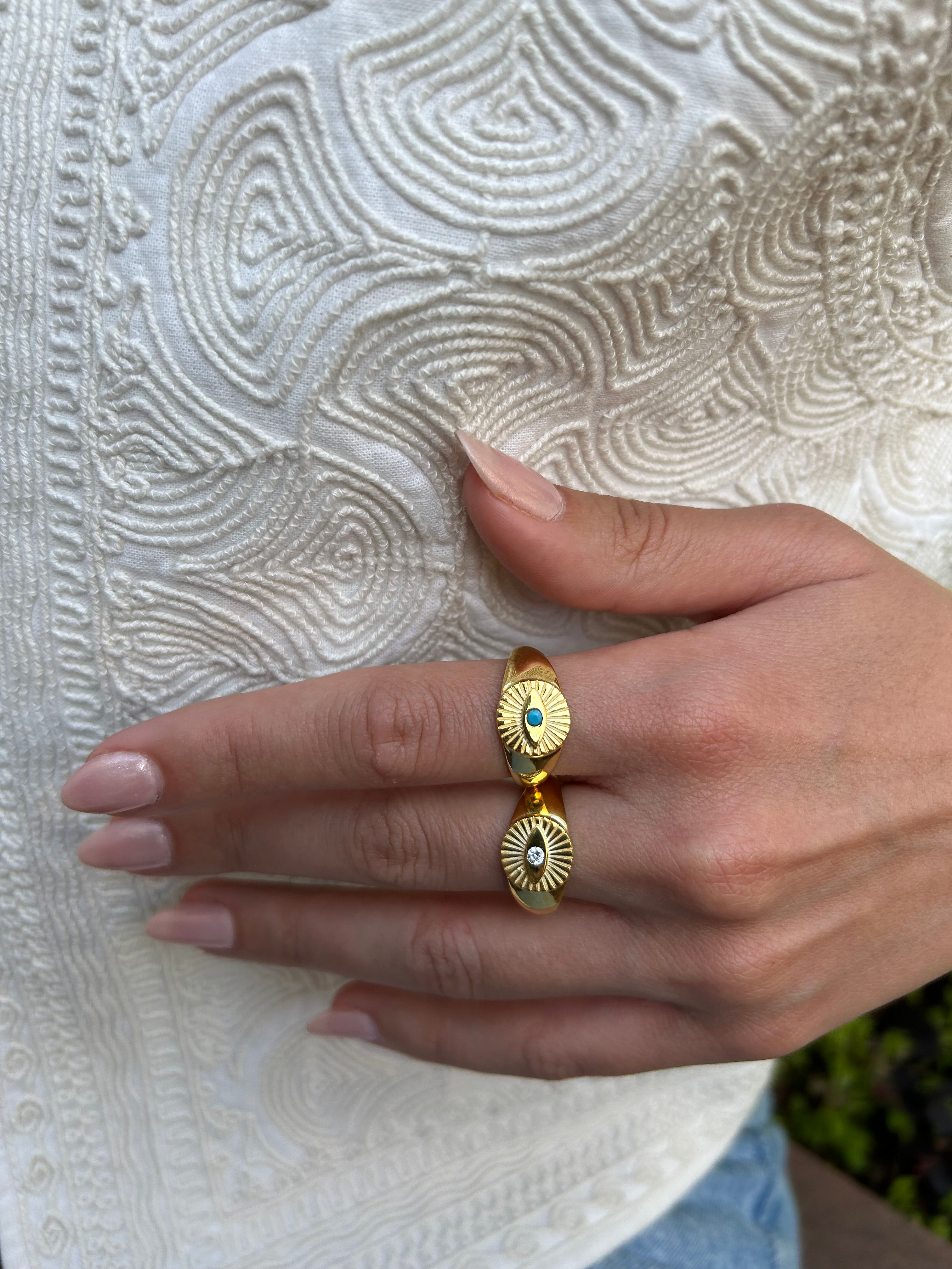 Taşlı Göz Yüzük | 925 Ayar Gümüş