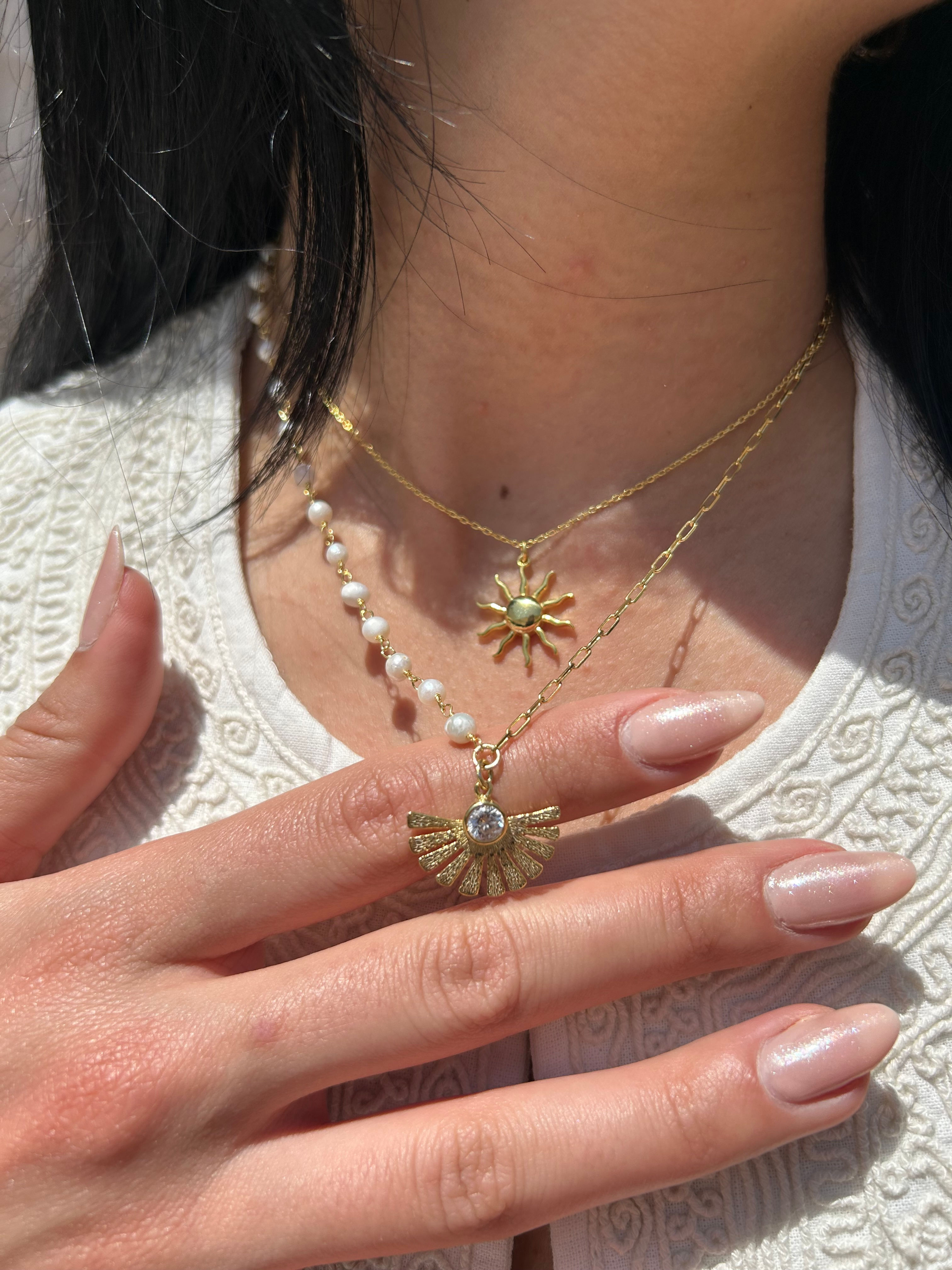 Chain Necklace with Symbol Pearls | 925 Sterling Silver