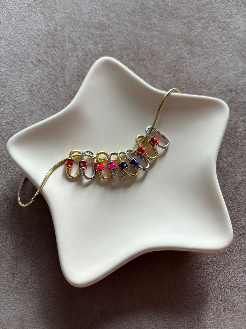 Thumbnail: Colorful Star Locked 2-Piece Passage Ring | 925 Sterling Silver