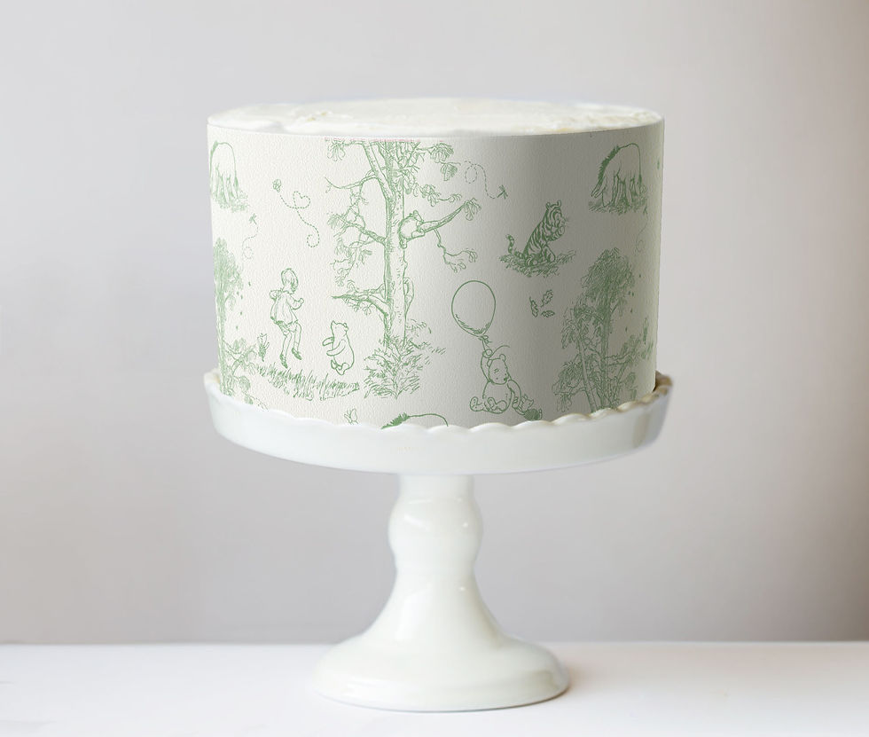 Thumbnail: Classic Pooh Bear Toile Cake Wrap Chinoiserie Edible Image Winnie, Piglet & Frie