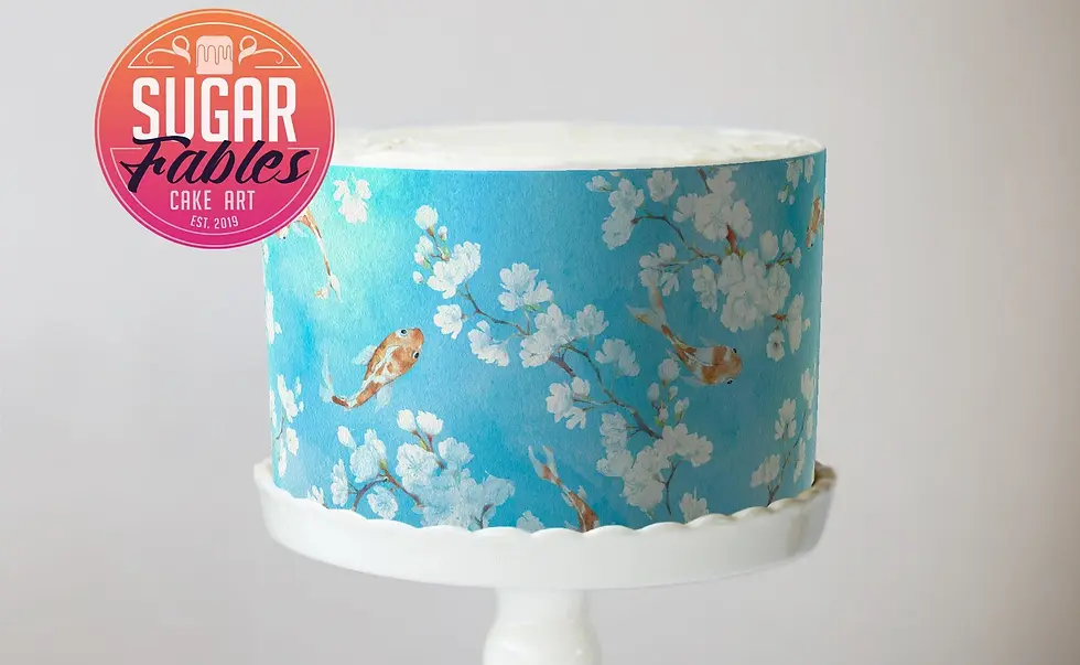Sakura Koi Edible Image, Cherry blossom cake wrap, icing sheet! Japanese art