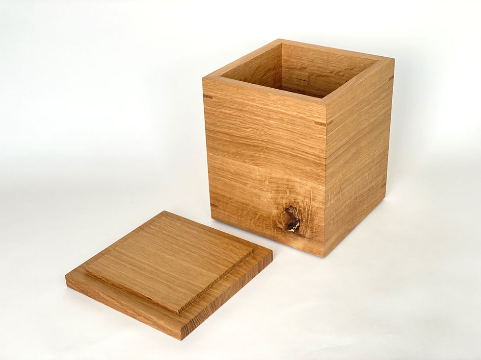Thumbnail: White Oak Cremation Urn with Gold Leaf Detail