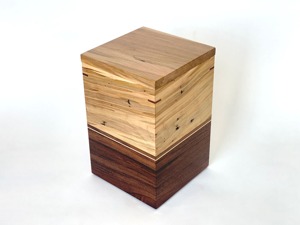 Miniature : 45 angle view of ambrosia and walnut cremation urn