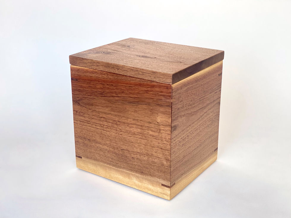 Thumbnail: 45 angle back view of minimalist walnut cremation urn