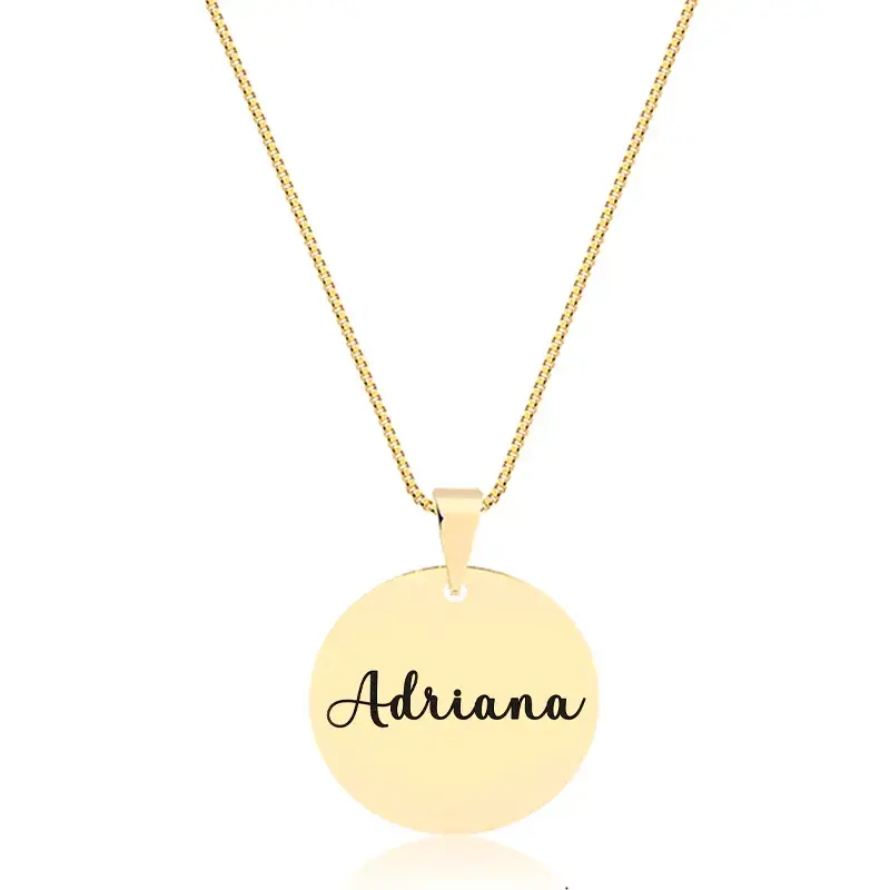 Colar plaquinha redonda com nome