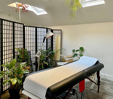 Peaceful London clinic room for acupuncture and somatic therapy in Finsbury Park