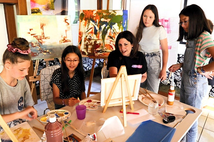 Group of Kids and Teens havin fun painting