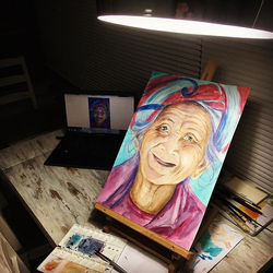 35X50 cm. Watercolor Portrait Painting