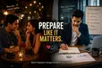 A cinematic split-screen cover image showing the parallel between a first date and a client meeting. On the left, a young Indian couple enjoys a warm café date, symbolizing personal connection and understanding. On the right, a professional salesman prepares for a client meeting by reviewing notes and business documents in a modern office. Large central text reads "Prepare Like It Matters," highlighting the importance of researching and understanding people before important conversations. The image conveys that thoughtful preparation leads to stronger relationships and better sales outcomes.