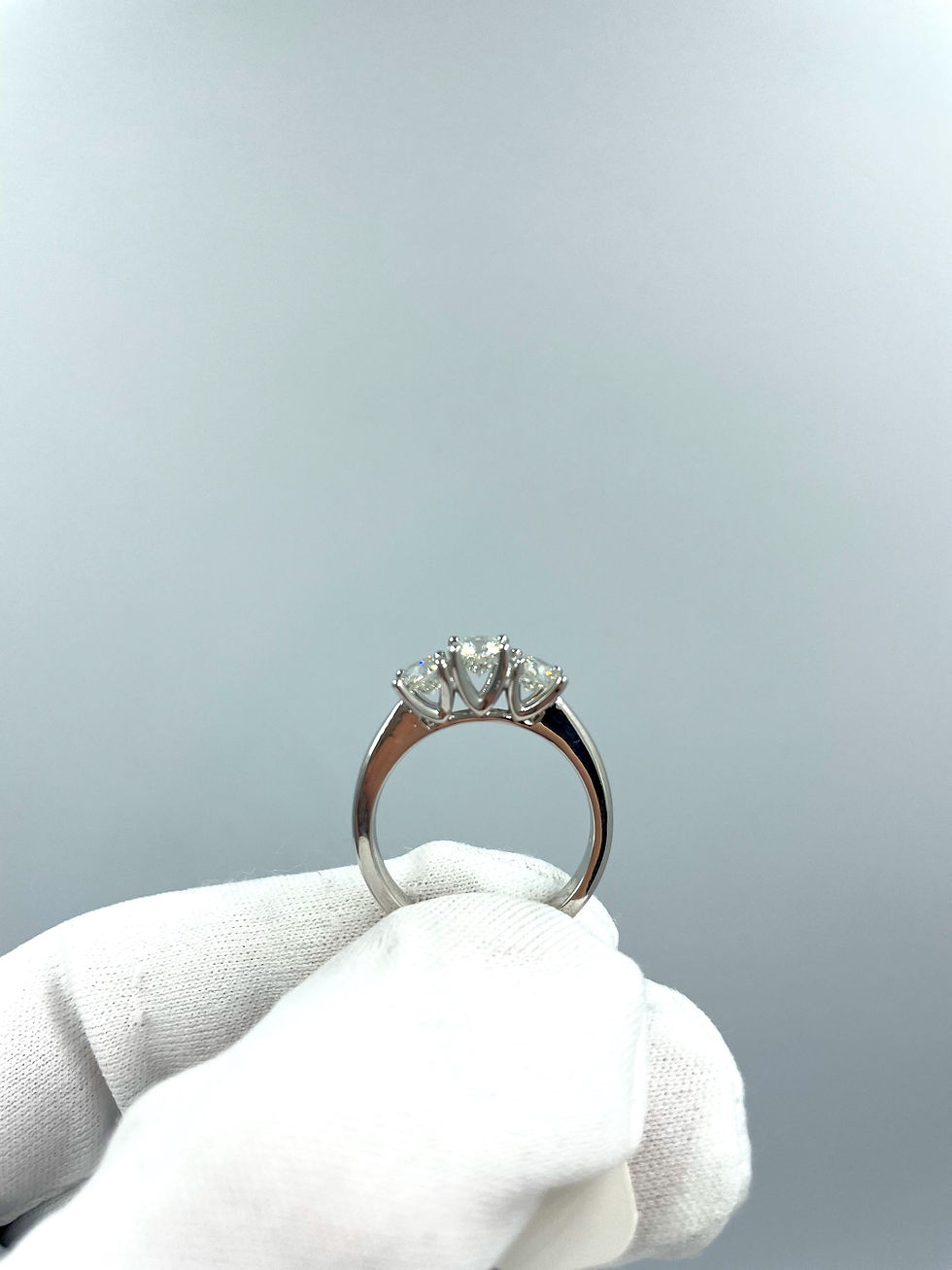 Thumbnail: 14K WHITE GOLD THREE STONE CELEBRATION RING
