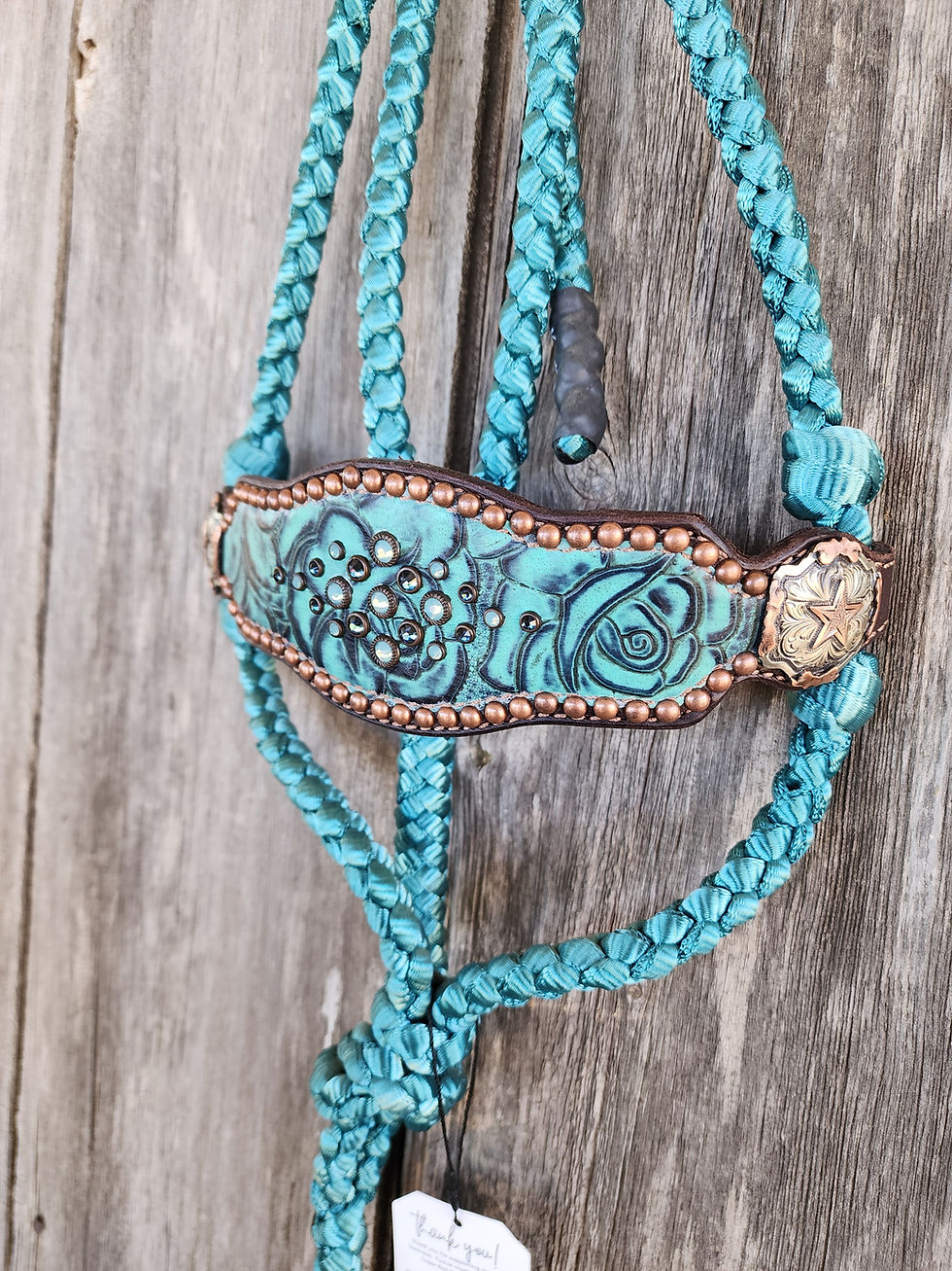 Thumbnail: Turquoise roses noseband 