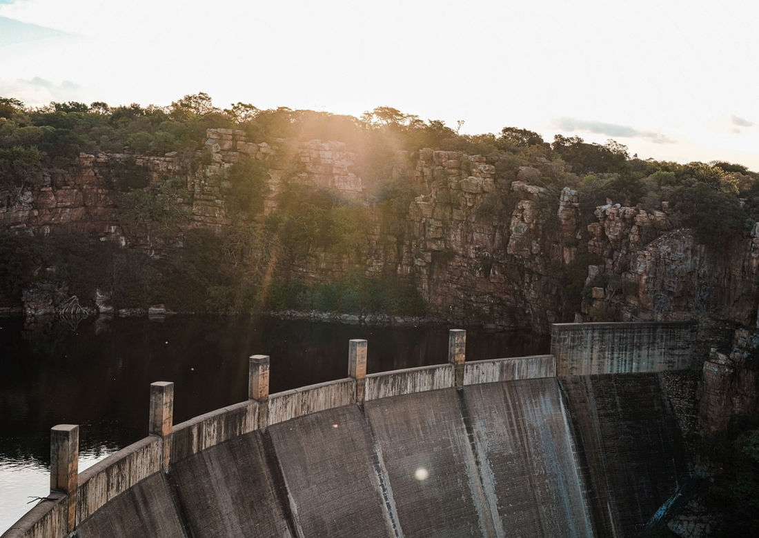 The dam across the protected landscape
