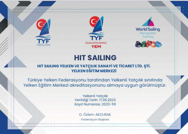 Yelken Eğitim Merkezi yetki belgesi, Hit Sailing