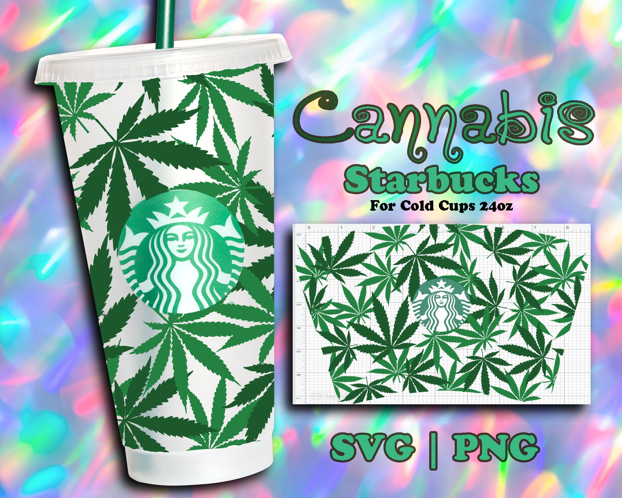 Cannabis Starbucks Full Wrap | DIY Venti Cup 24 oz Instant Down