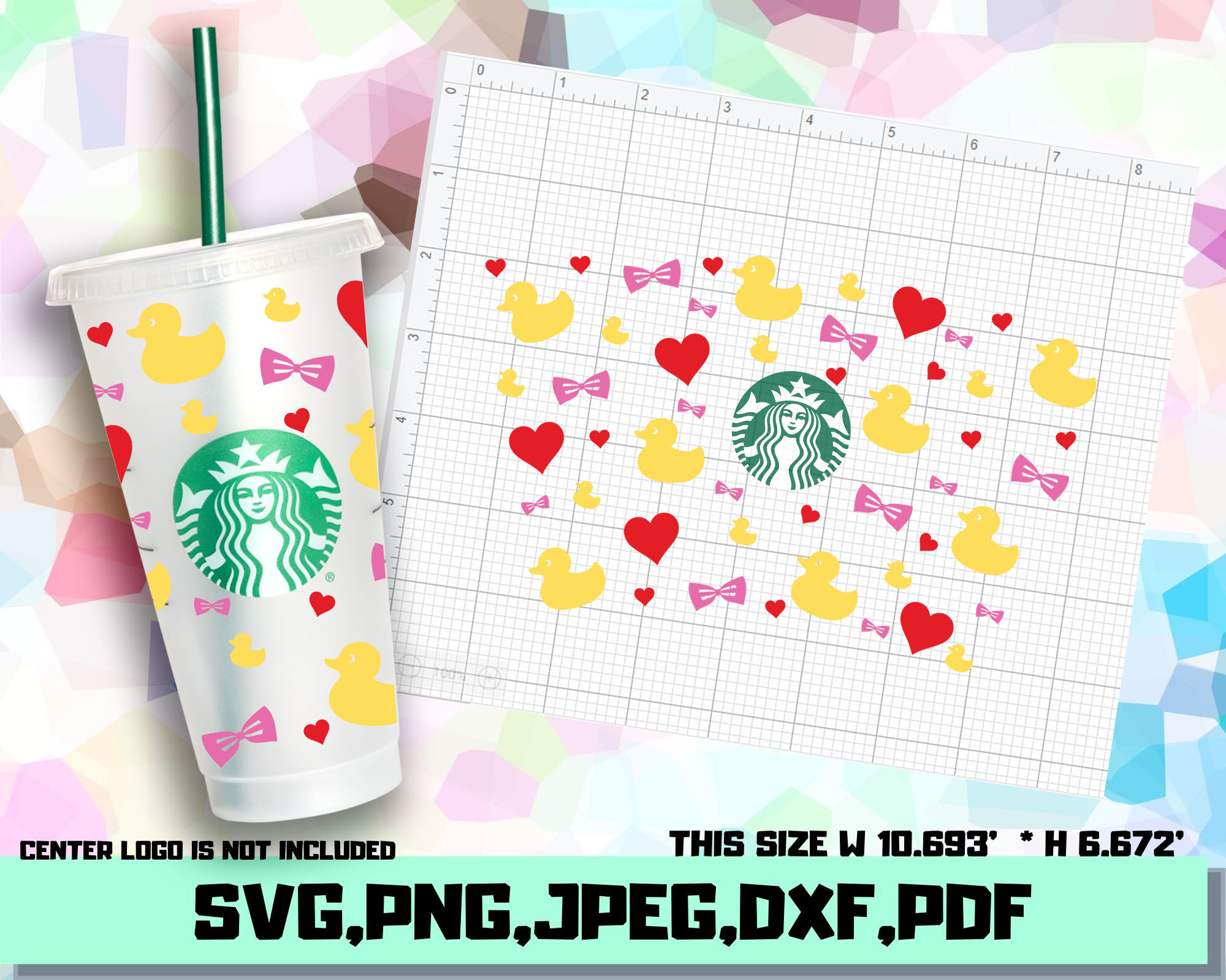 ducky Full Wrap | DIY Venti Cup 24 oz Instant Download for s