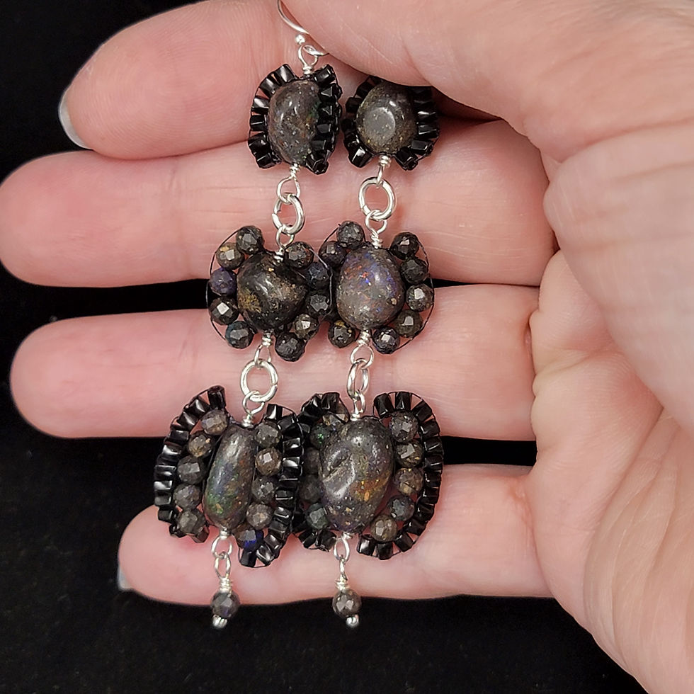 Thumbnail: Sterling silver black Australian opal earrings