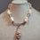 Thumbnail: Artisan lampwork glass pearl, spiny oyster, and agate silver necklace 18"