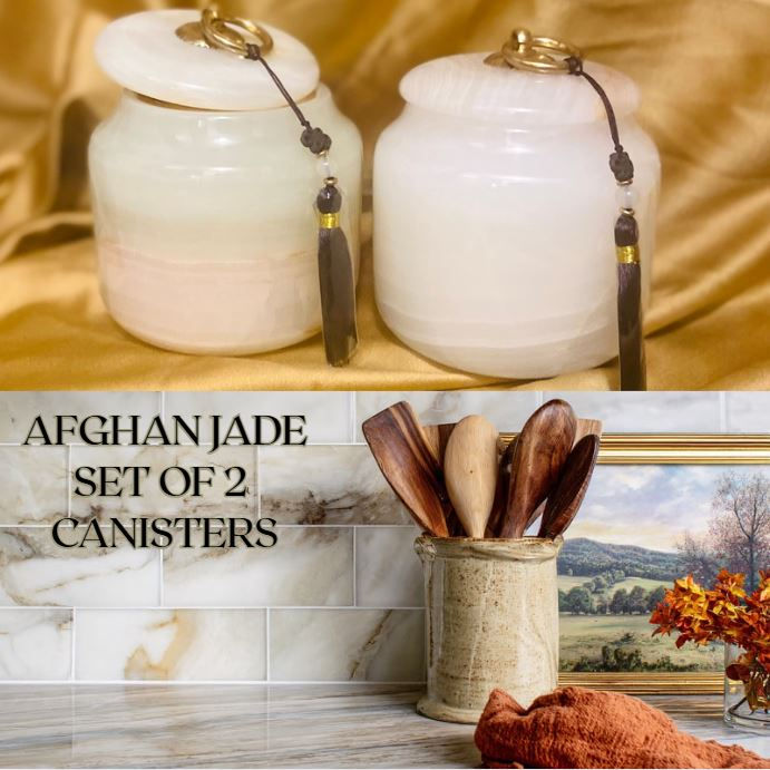 Thumbnail: Afghan Jade Canisters (Set of 2)