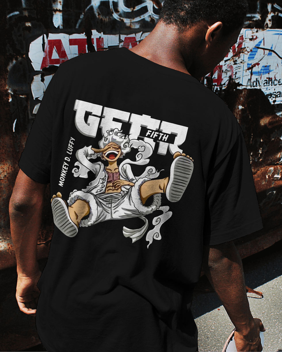 Gear 5 Luffy Black Oversized T-shirt - Unleash your inner pirate king!