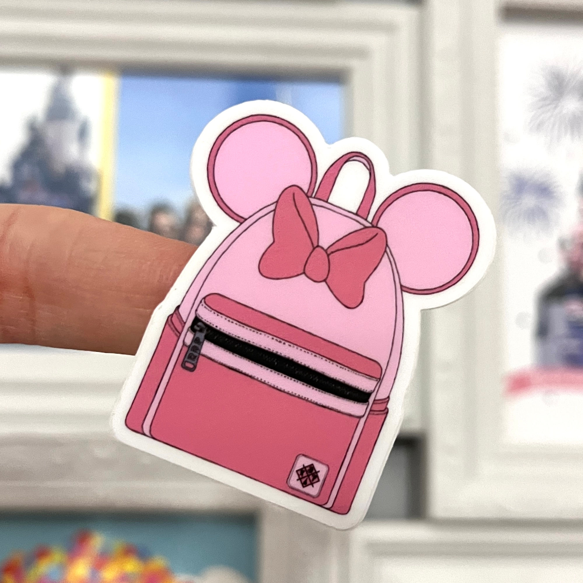 Pegatina mochila rosa