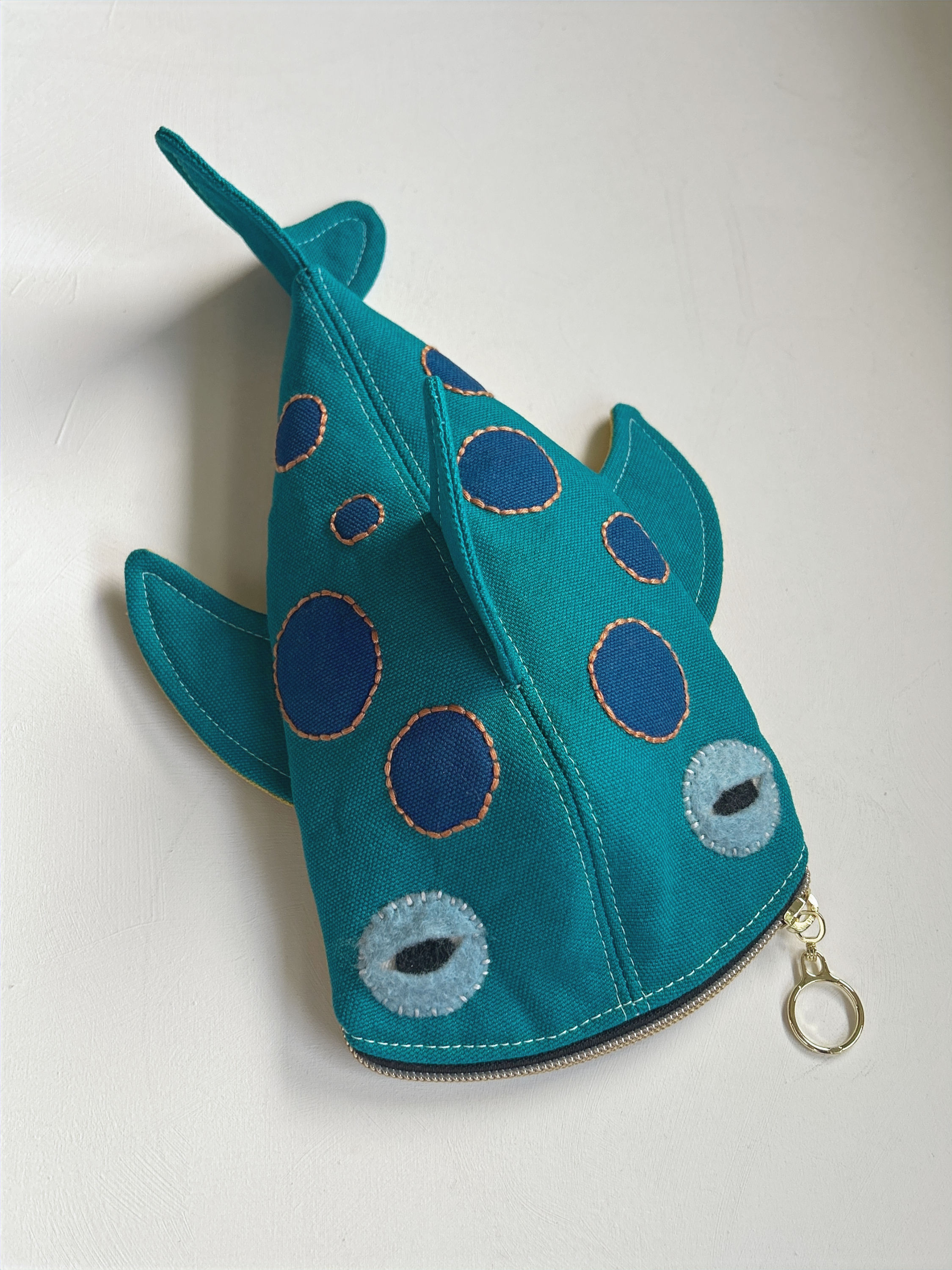 Whale Shark Pouch - teal/yellow