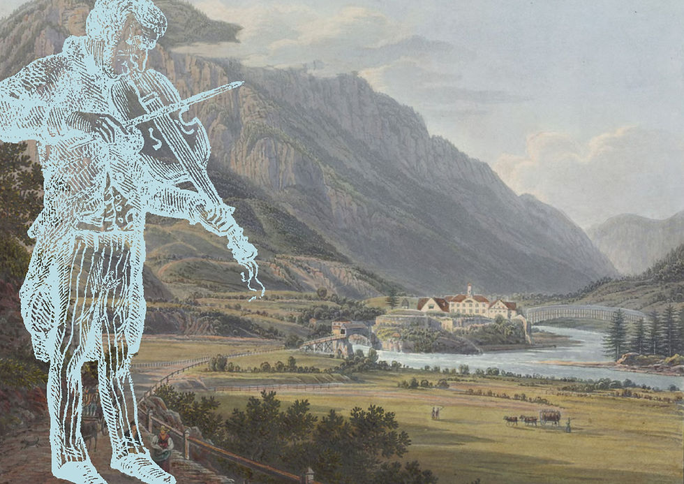 Johann Jakob Meyer: Vereinigung des Vorder & Hinter Rheins zu Reichenau (1827). Stiftung Familie Fehlmann.