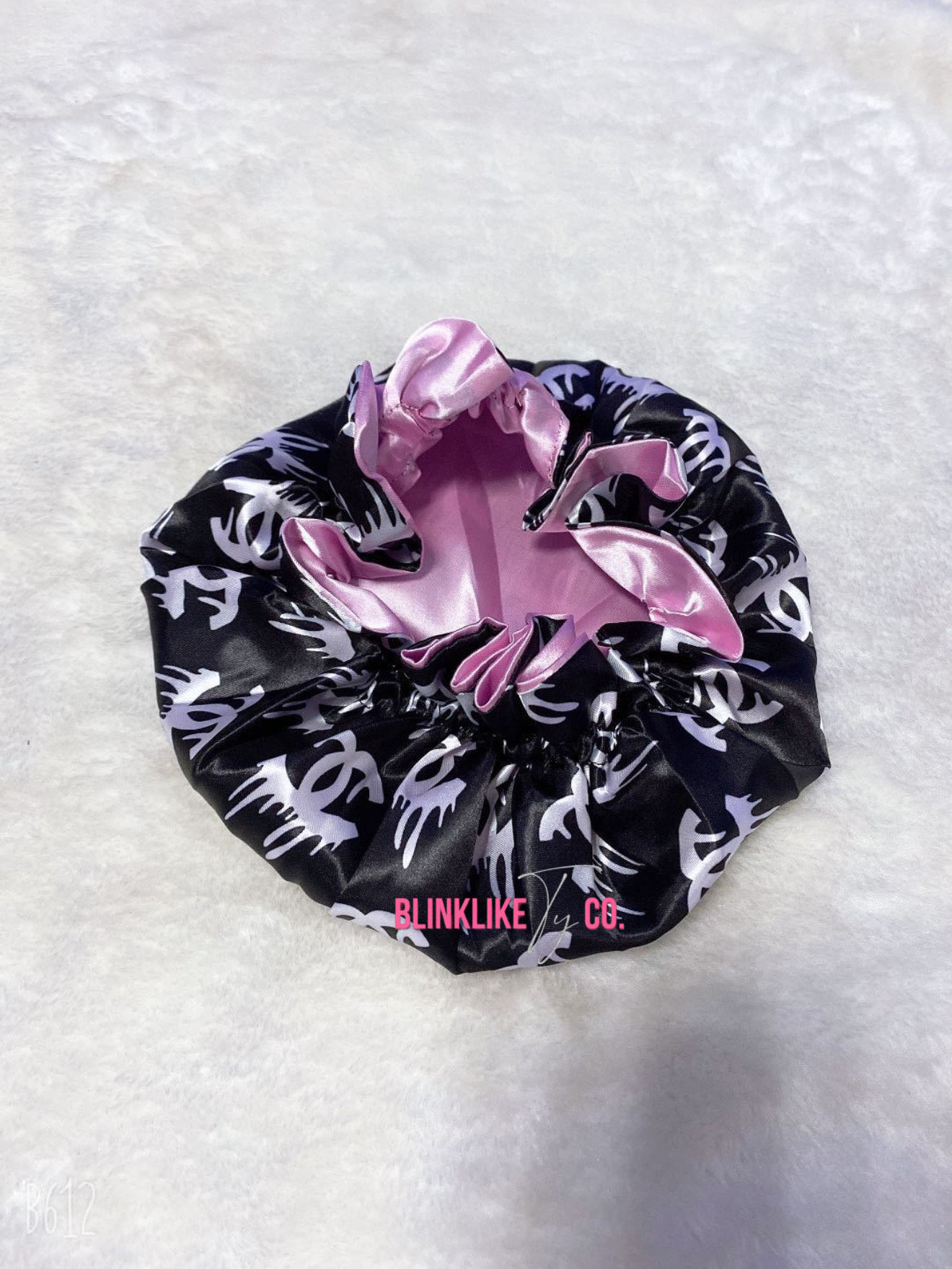 Black/Pink Chanel Baby Bonnet