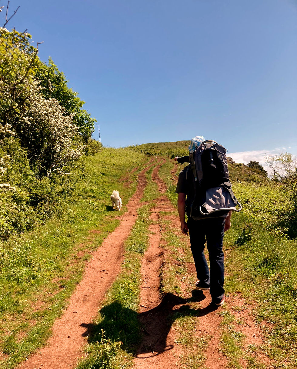A family on a rural walk in North Wales