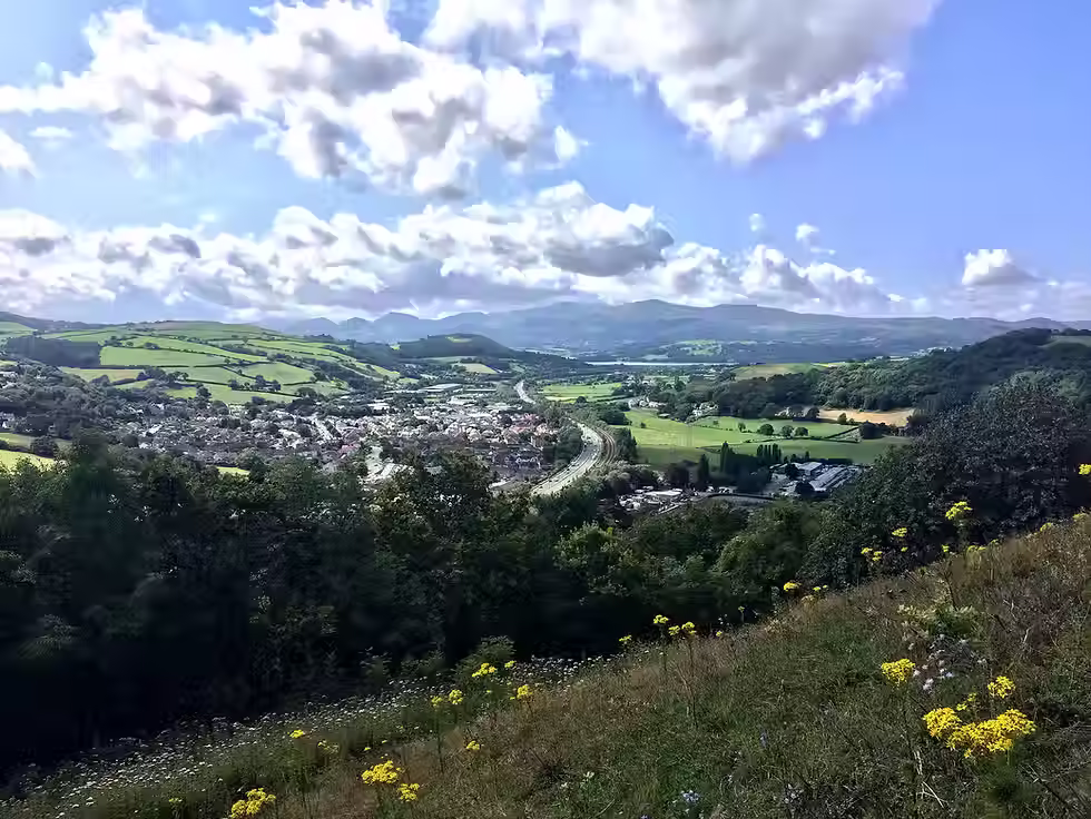 A view of the mountains of North Wales from the summit of Bryn Euryn