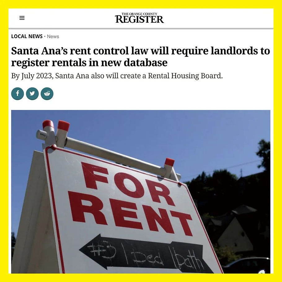 圣安娜要求房东每年登记出租屋,建立数据库控制涨租