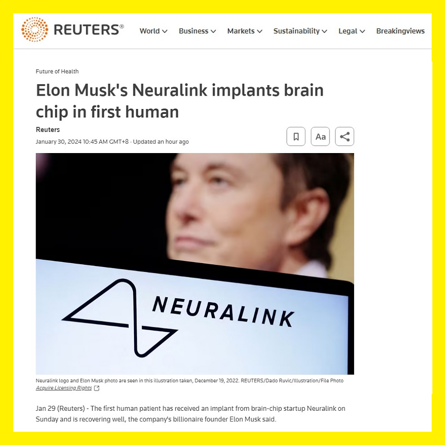 重磅!马斯克的公司Neuralink在第一个人类身上植入了大脑芯片