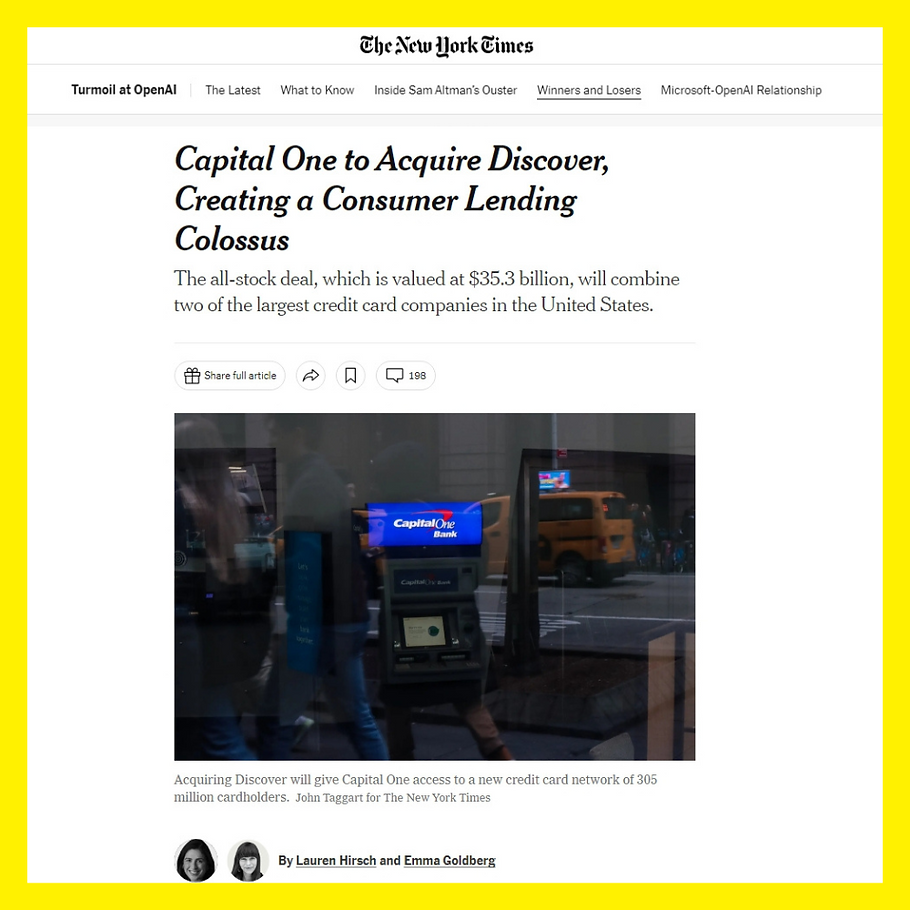353亿美元!Capital One宣布收购Discover
