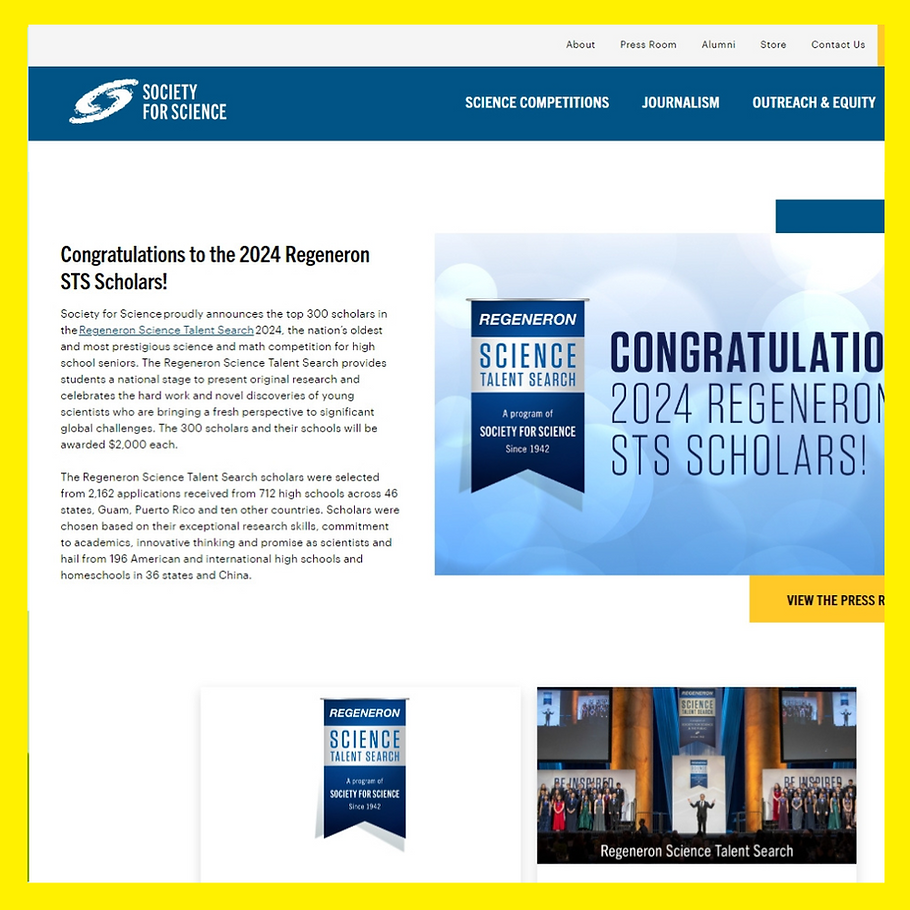 【美国高中生顶级STEM竞赛】Regeneron STS前300名单揭晓!