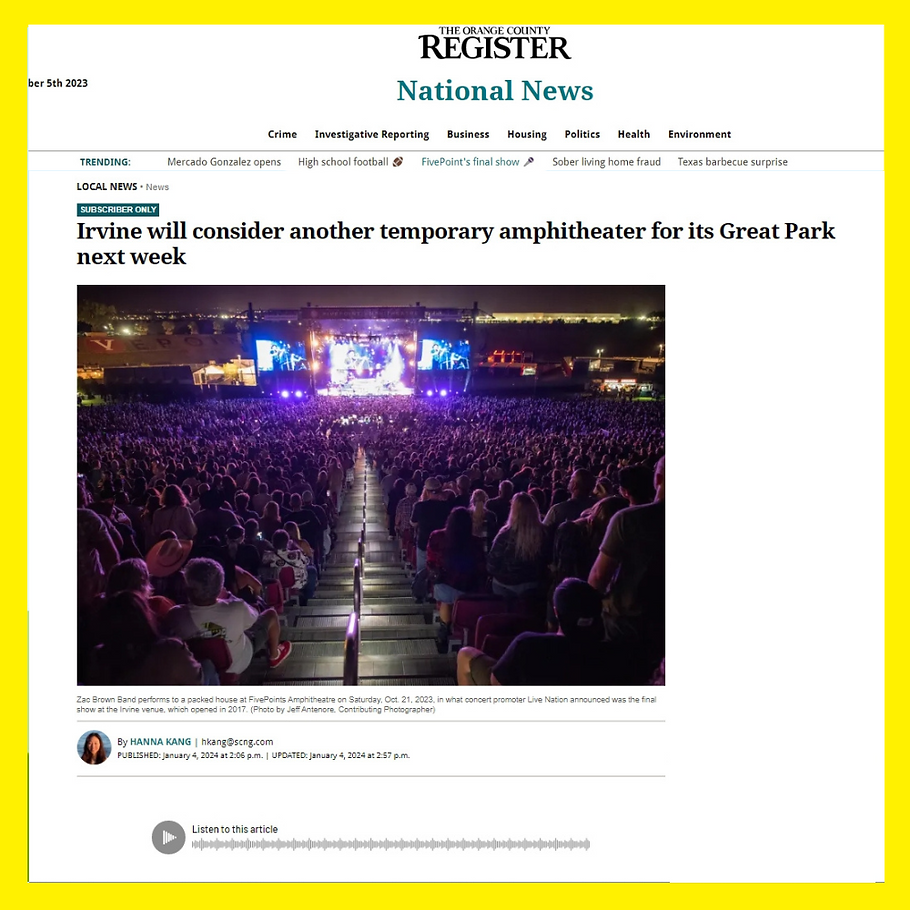 尔湾下周将考虑为Great Park建造另一个临时露天剧场