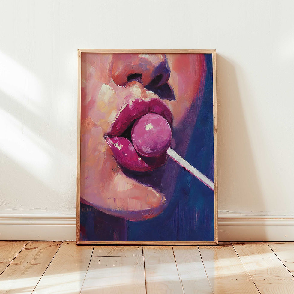 Thumbnail: Lollipop Lips Art Print | Bold Pop Art Poster | Candy Aesthetic Wall Art